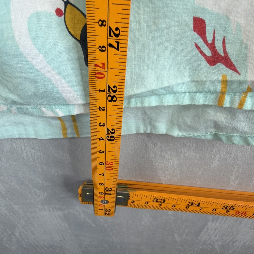 ambsn Flamingo Print Shirt Mens L Aqua Cotton Short Sleeve Button Up - Picture 5 of 7
